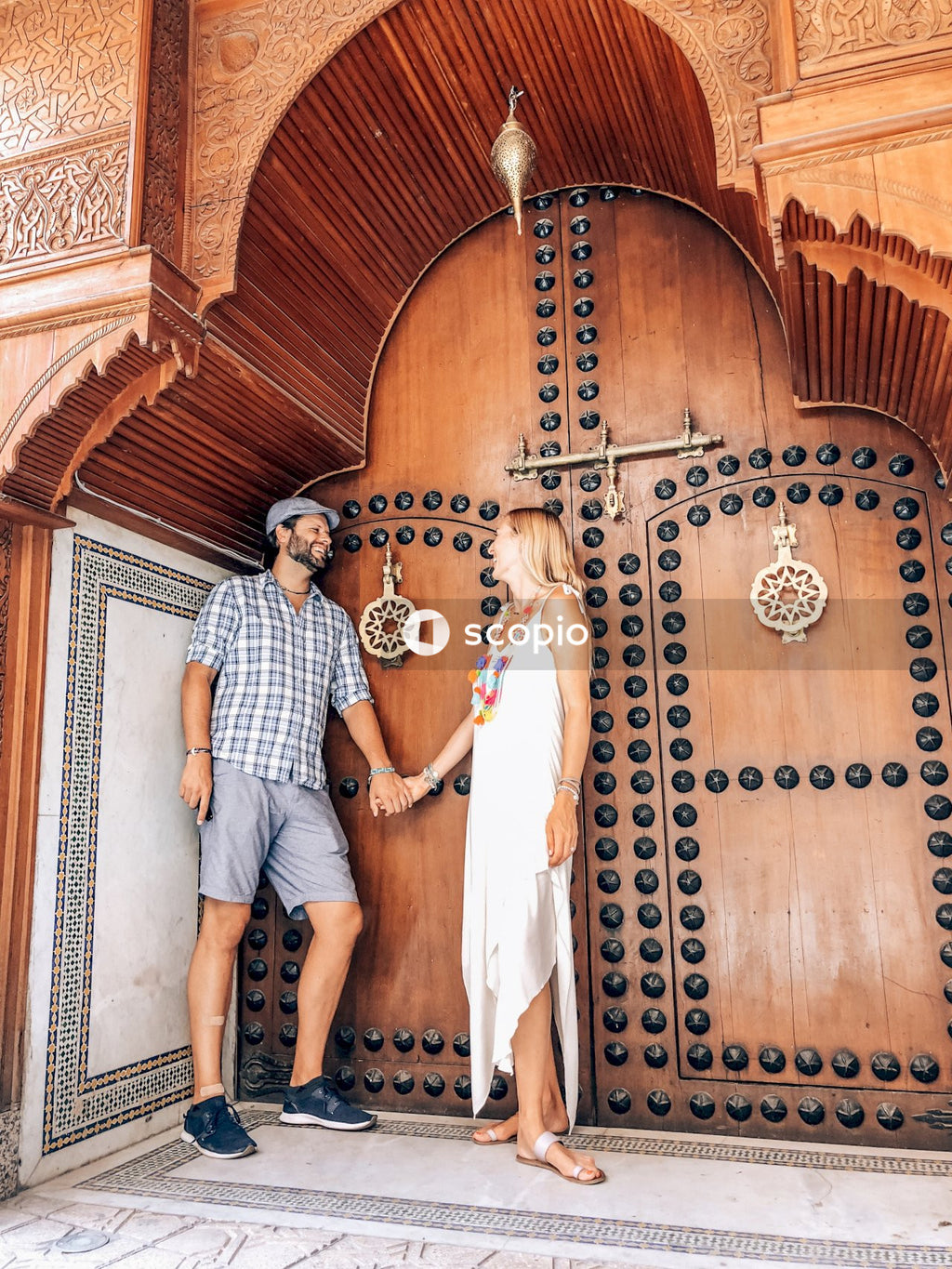 Couple near cathedral door