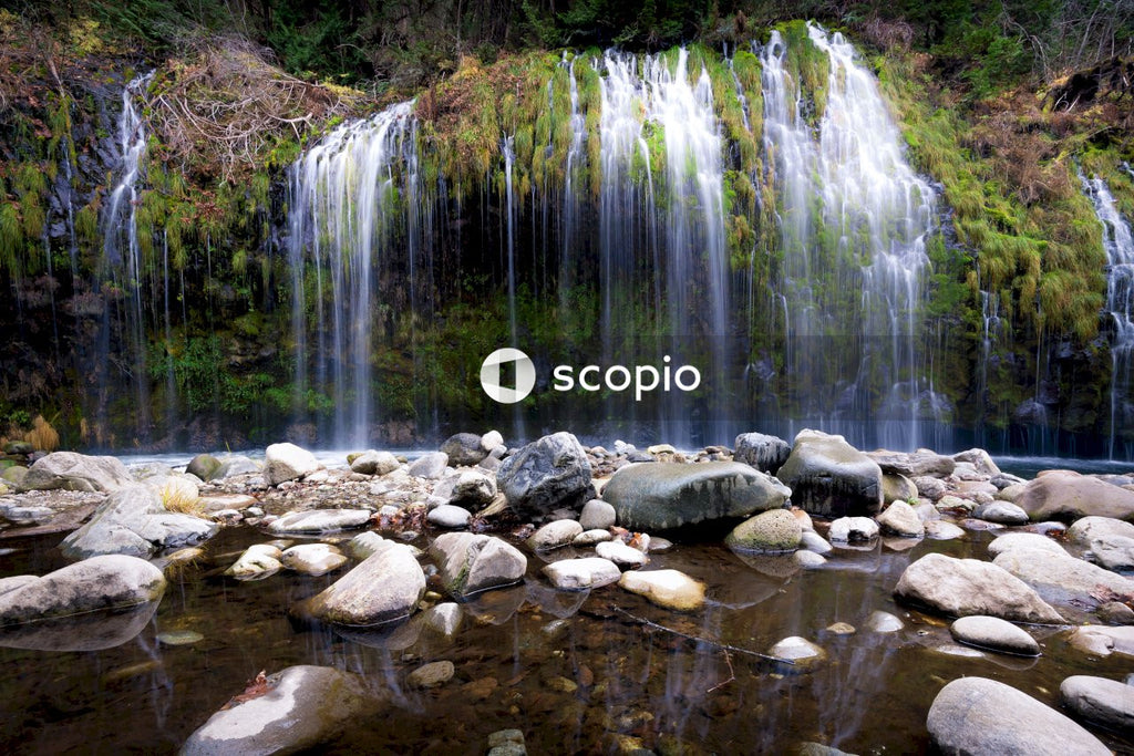 Water falls with rocks and rocks