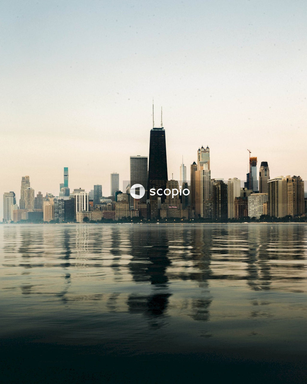 City skyline across body of water