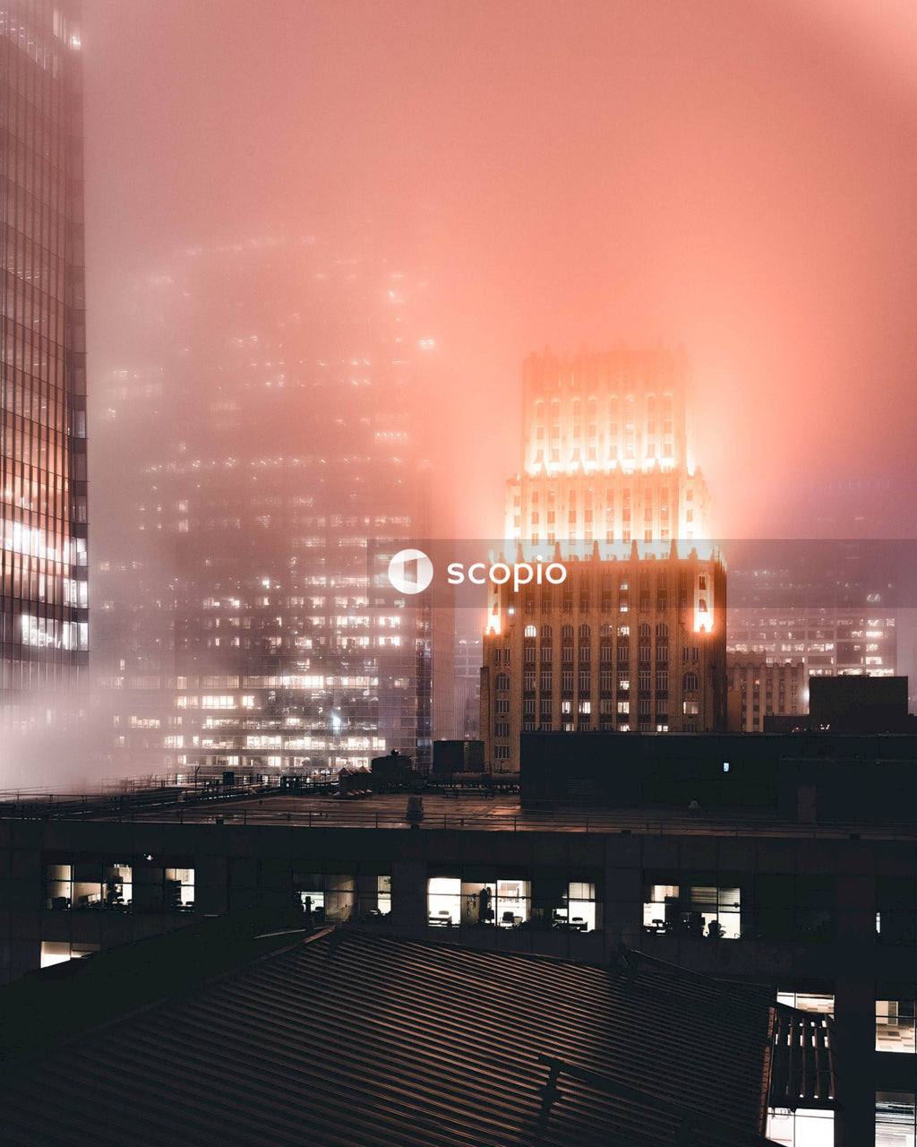 City skyline during night time