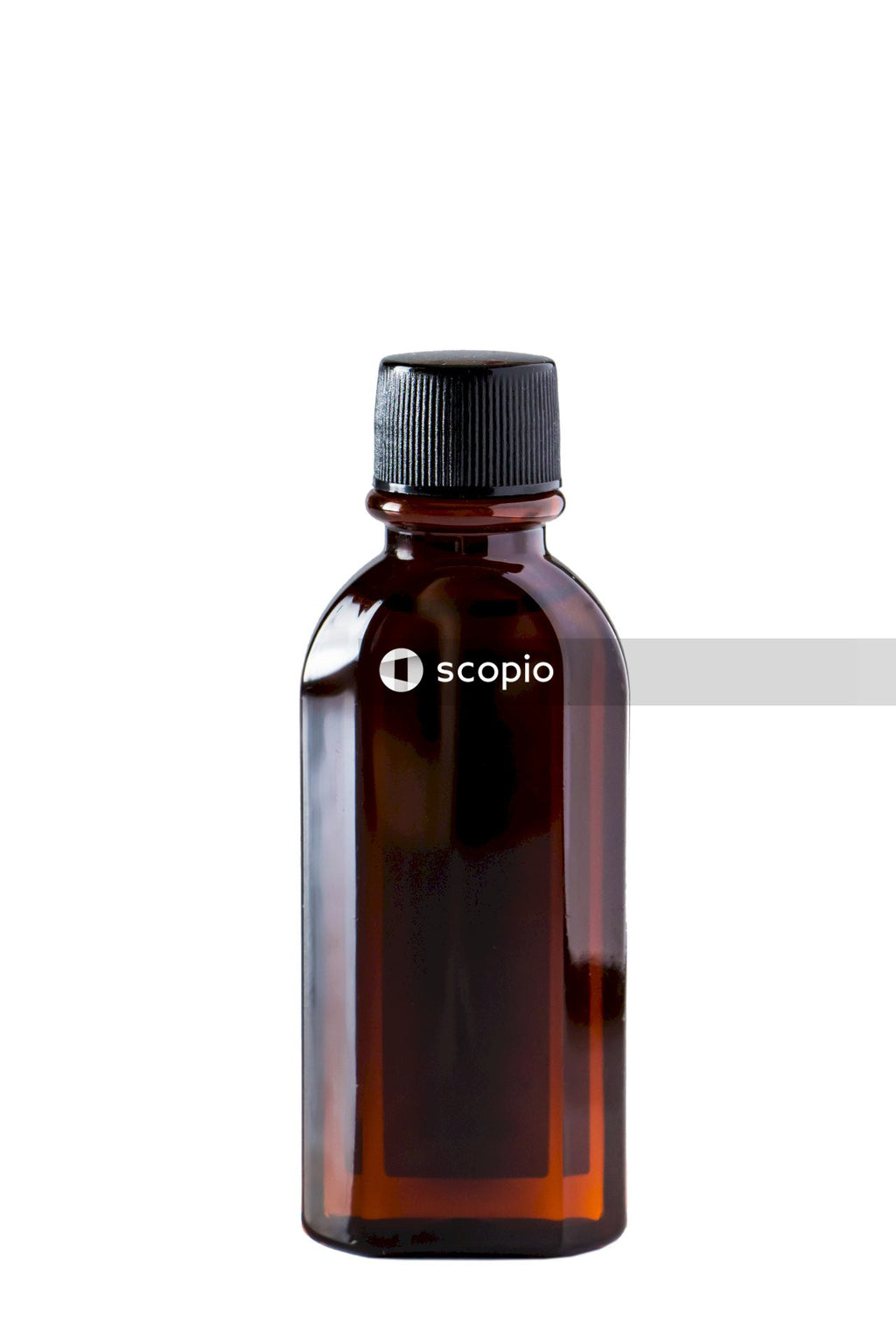 Clear glass bottle with white cap