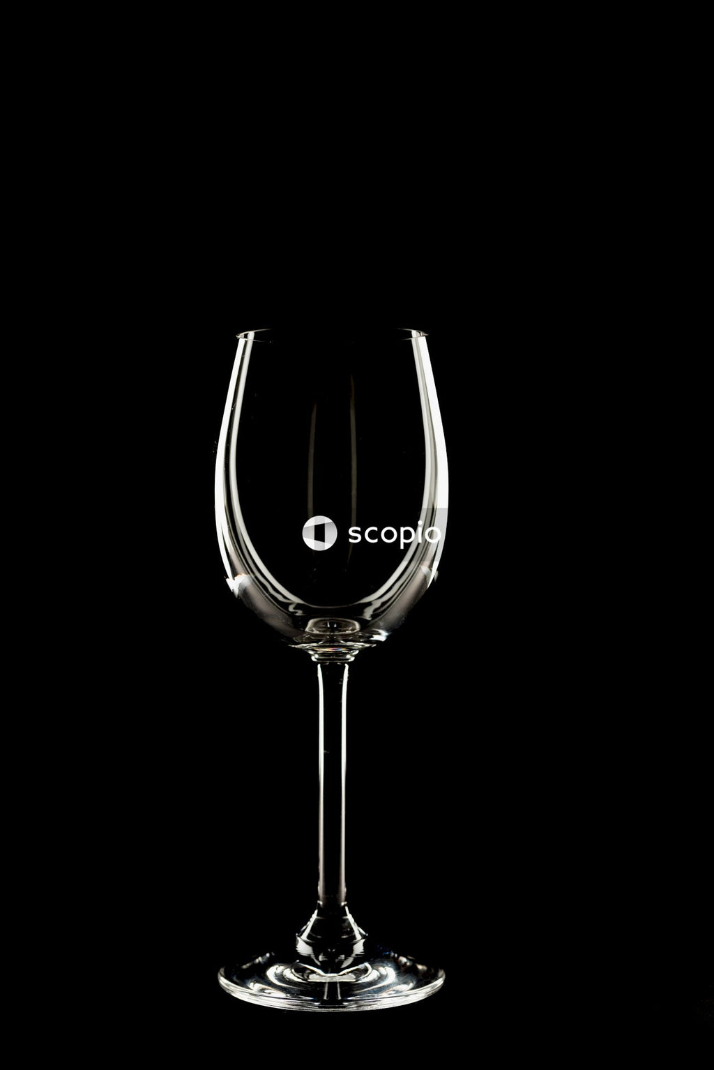 Clear long stem wine glass