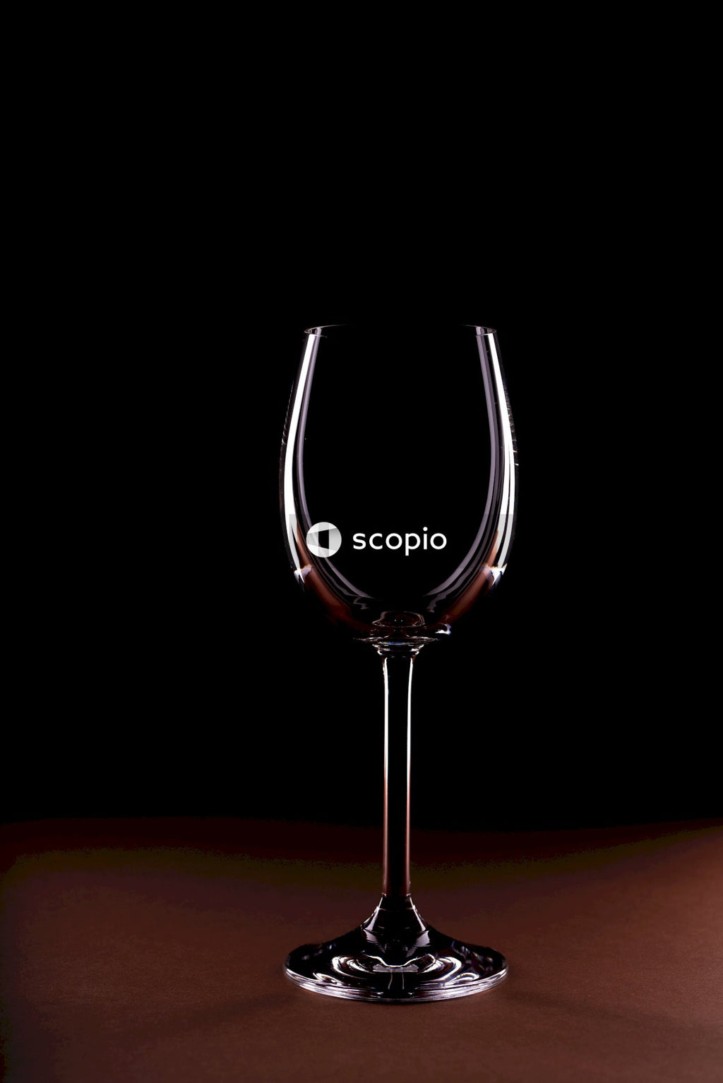 Clear long stem wine glass