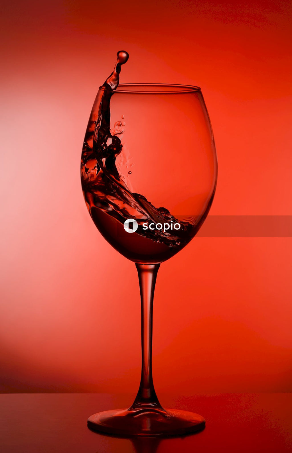 Clear wine glass with red wine