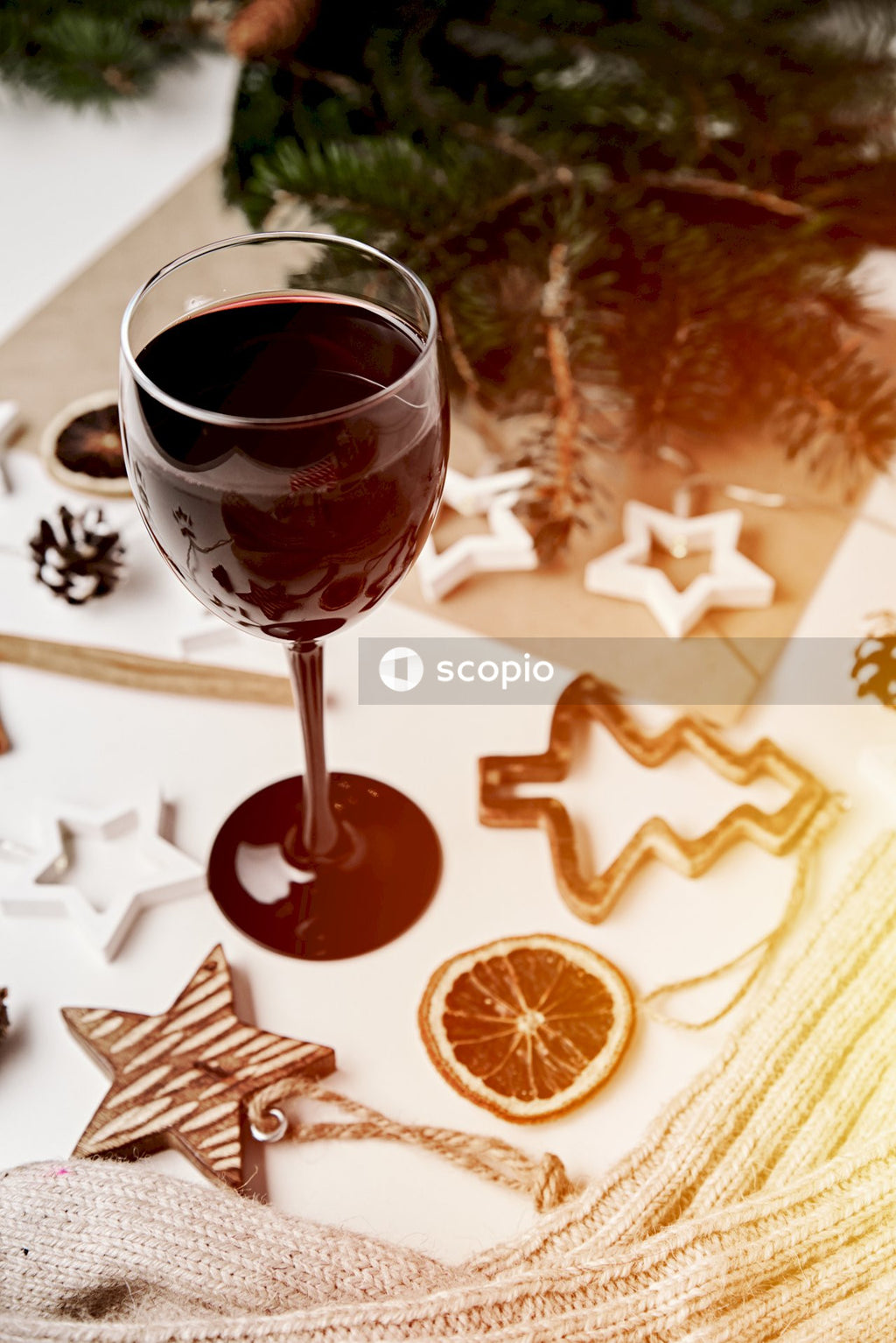 Clear wine glass with red wine