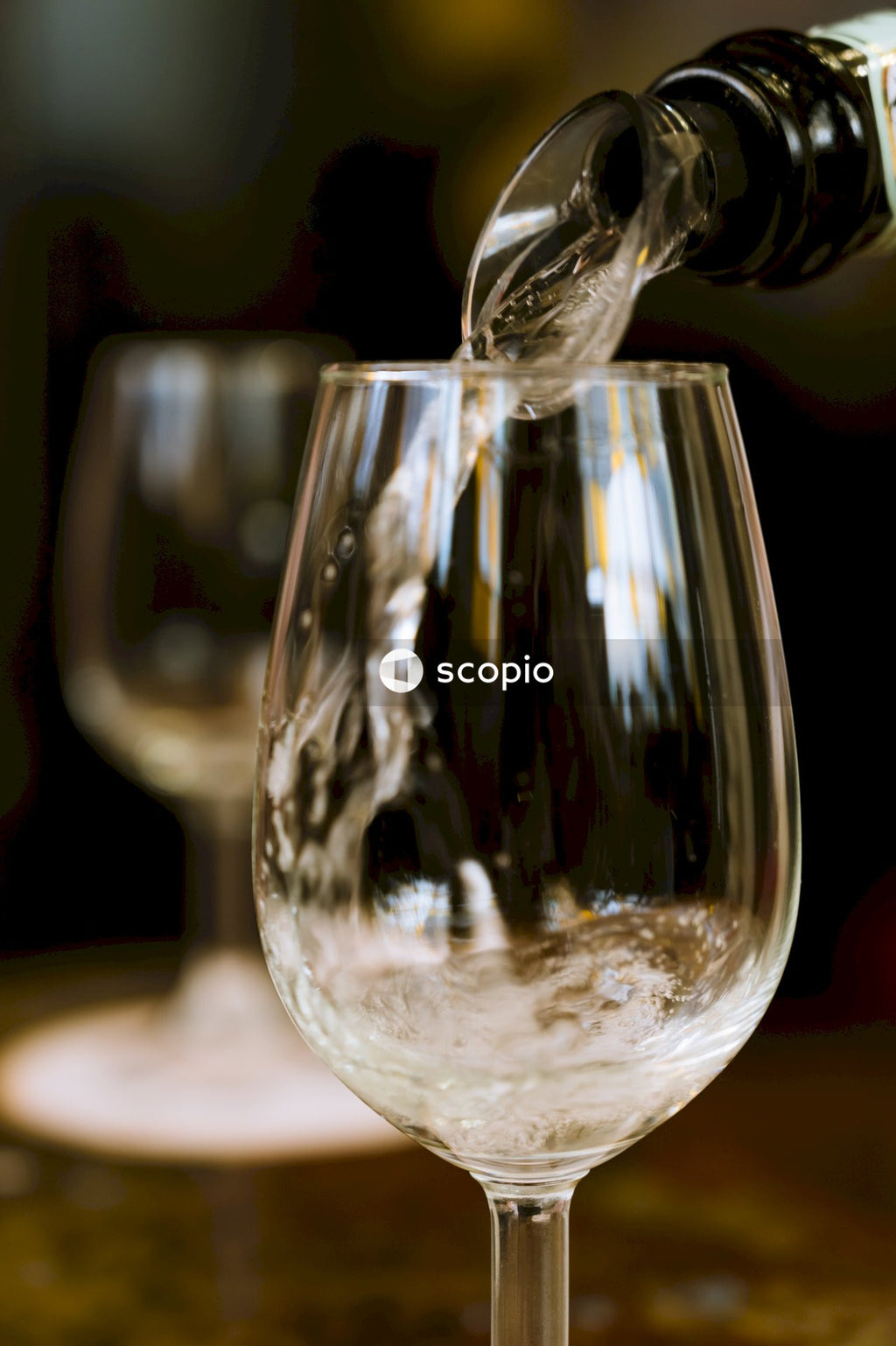 Clear wine glass with water