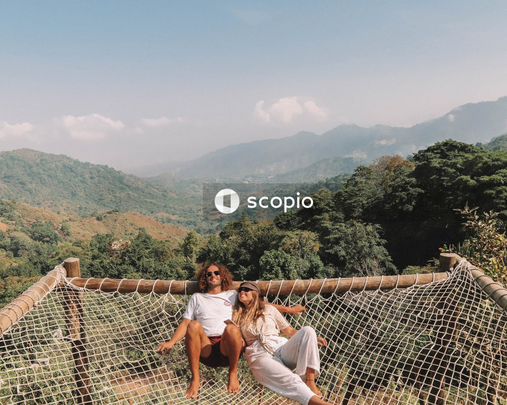 Couple lying on net