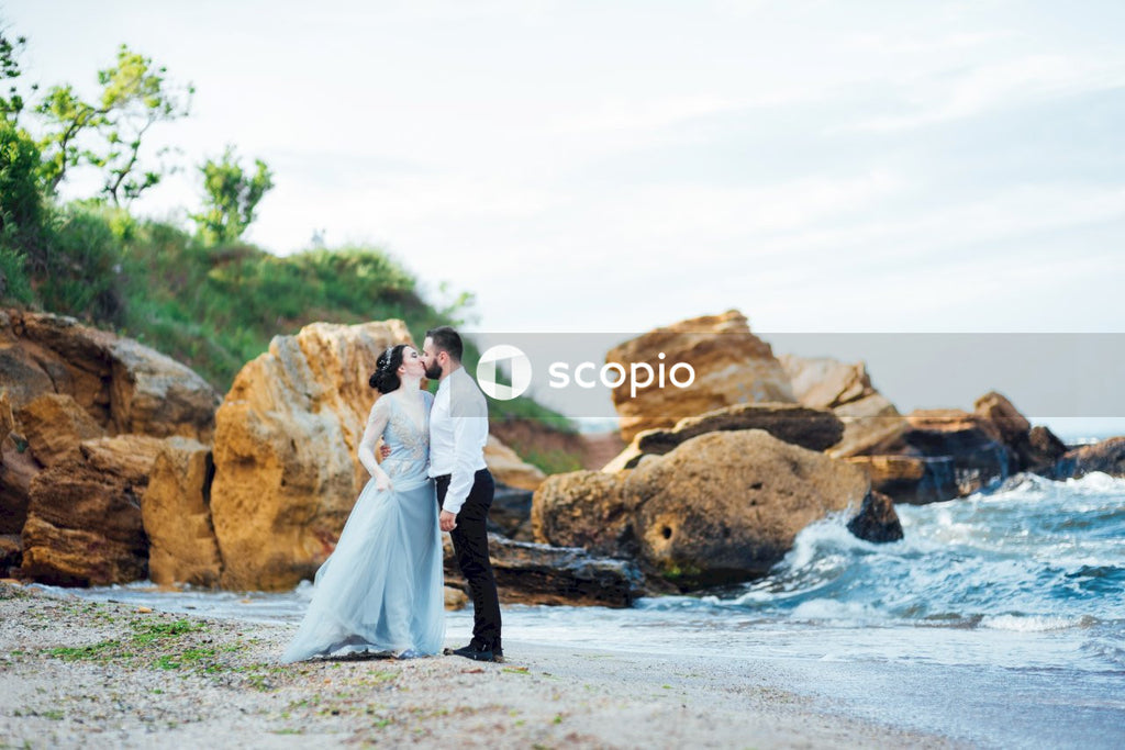 Couple standing on beach