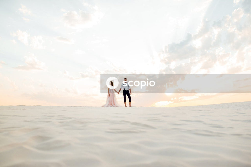 Couple walking on beach
