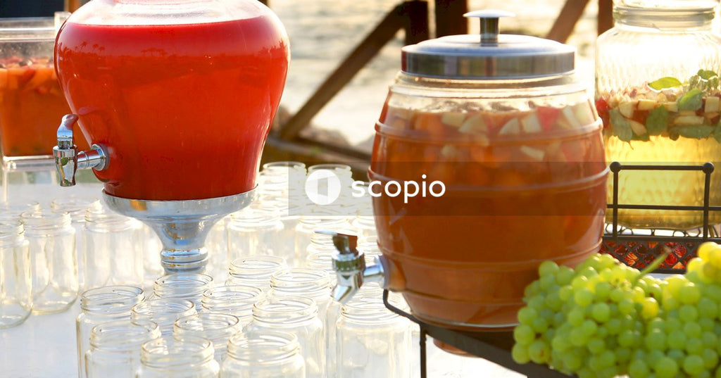 Red and clear glass container