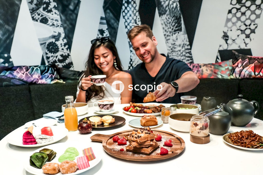 Man and woman having meal in a restaurant