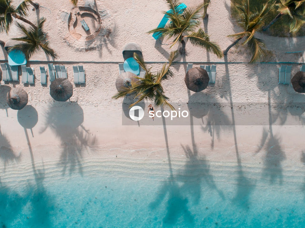 Aerial view of woman laying on beach