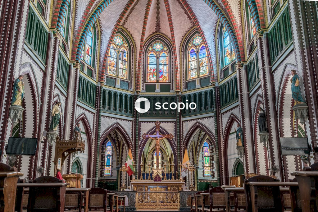 White, green,and blue cathedral