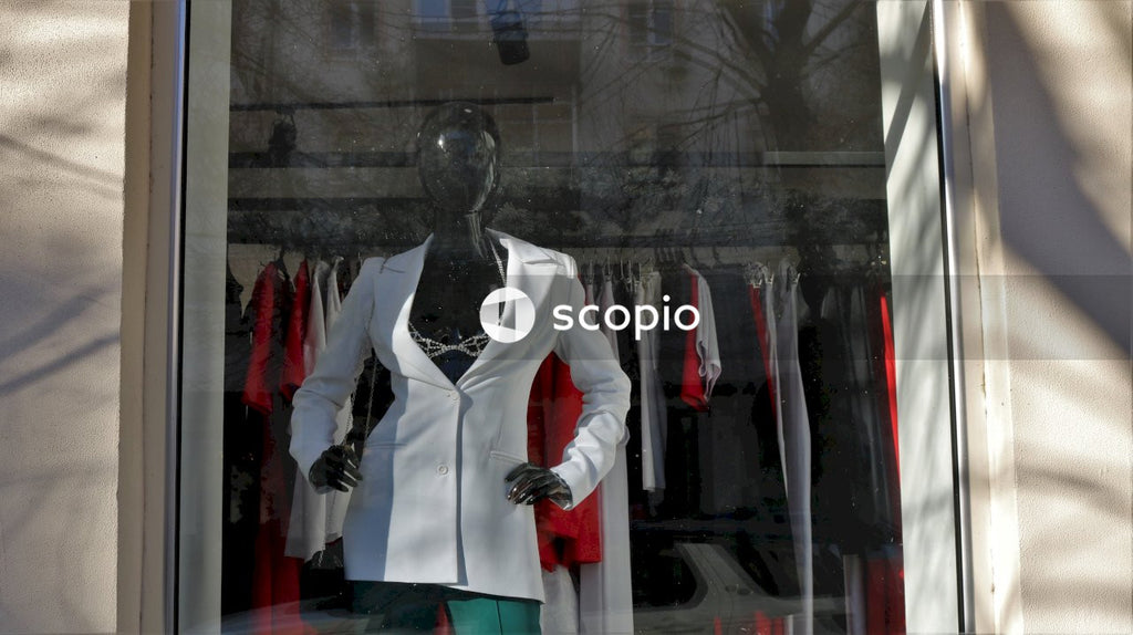 Fashionable suit on a mannequin in a boutique window