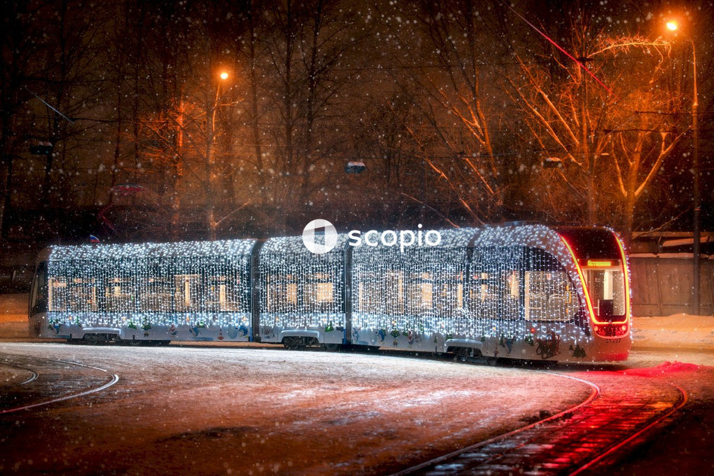 Train covered by light
