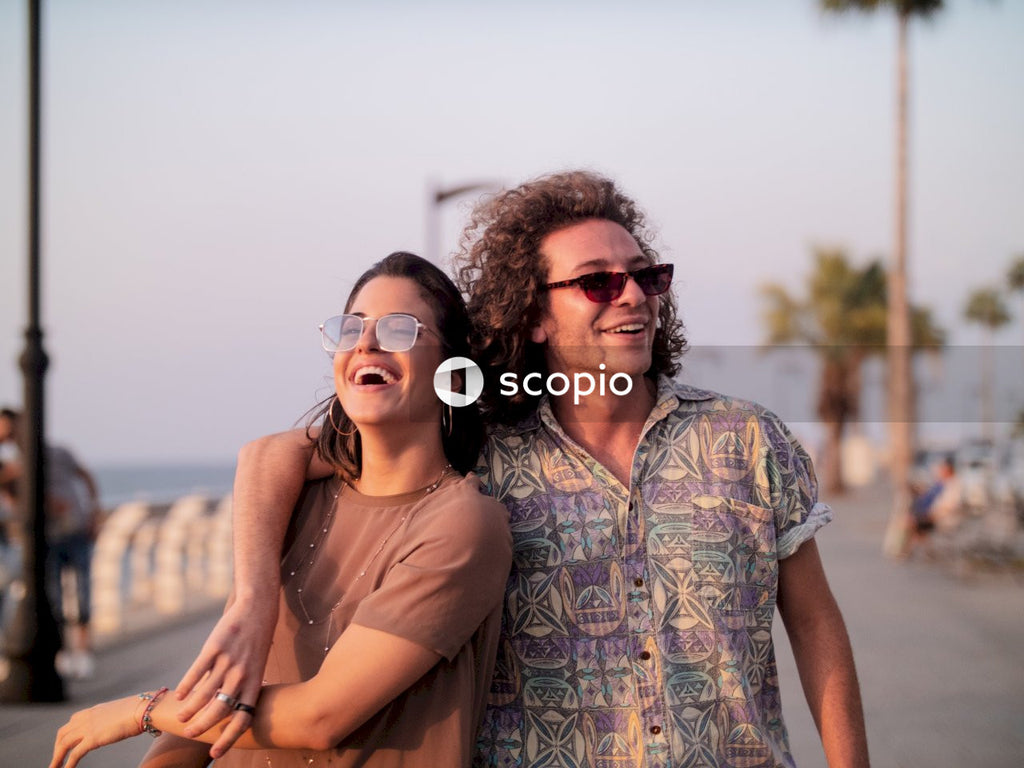 Man holding woman on the boardwalk in Beirut