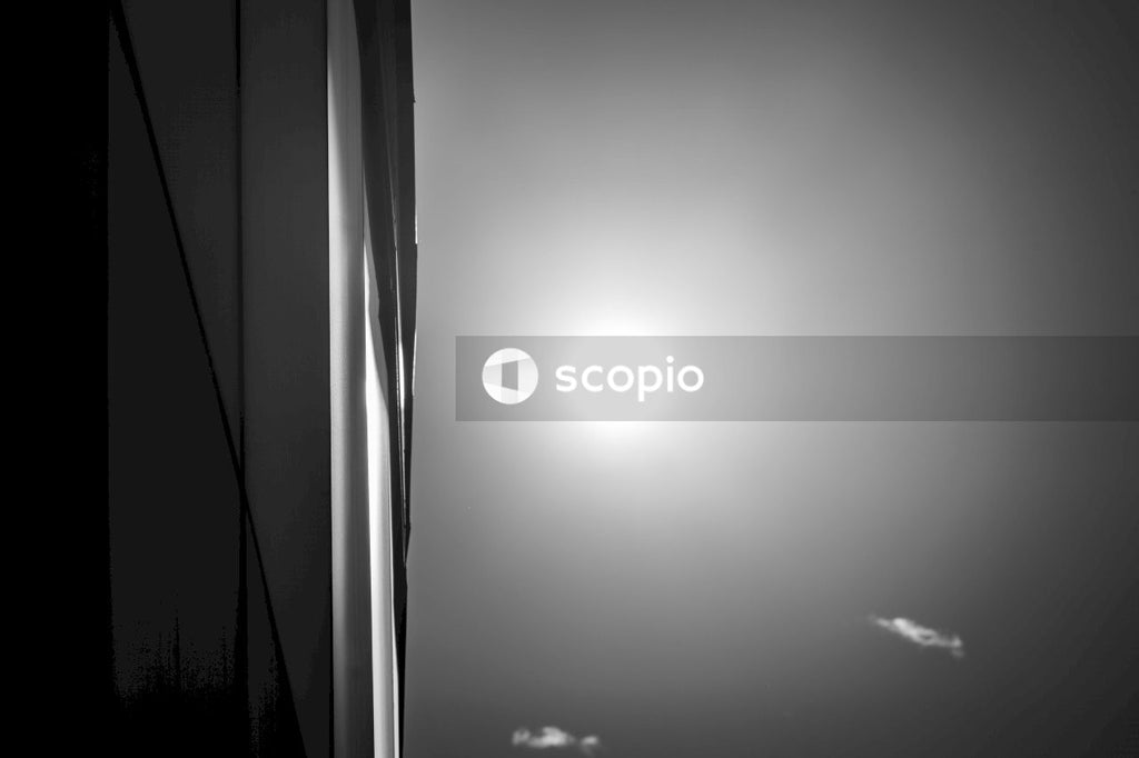 Grayscale photo of city buildings
