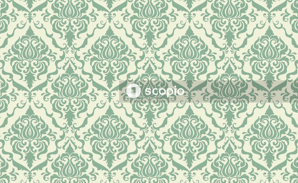 Green and white floral textile
