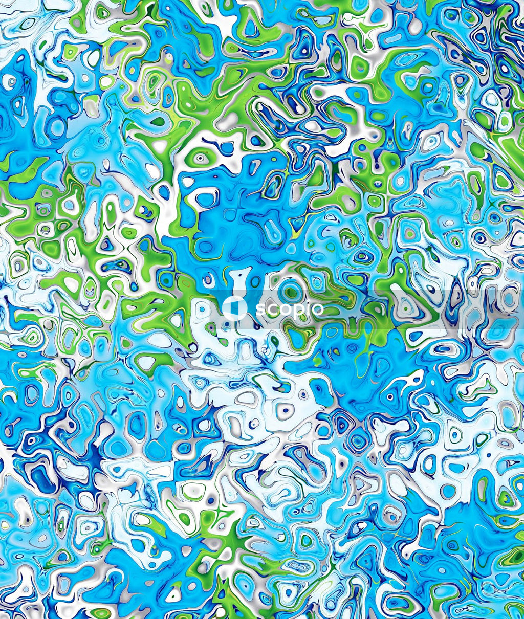 Green blue and white abstract painting