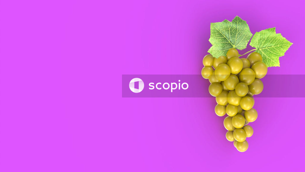 Green grapes on purple background
