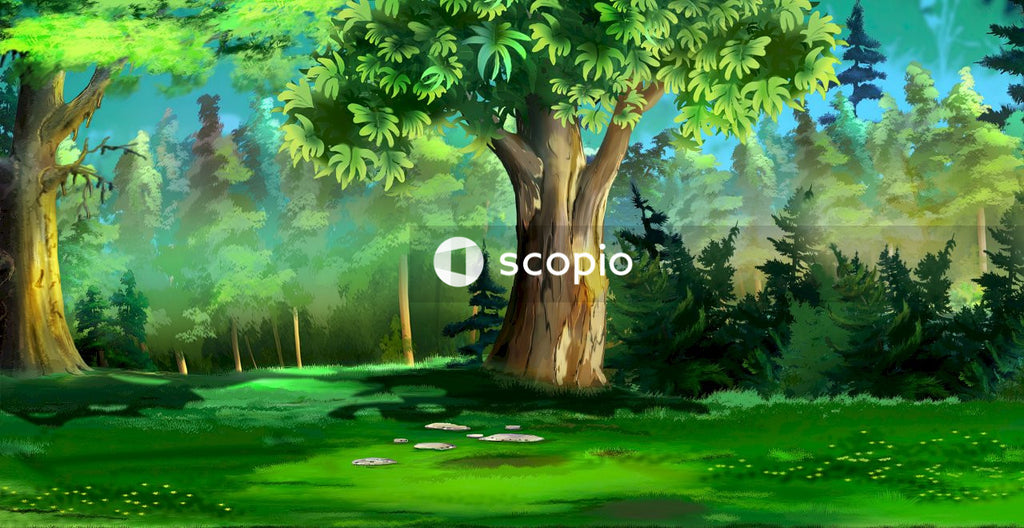 Green grass field with trees