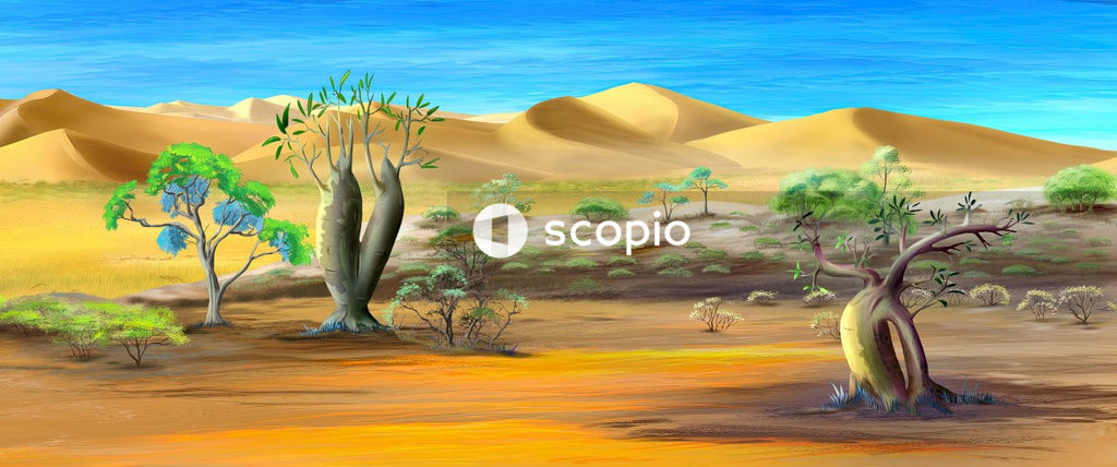 Green tree on brown sand