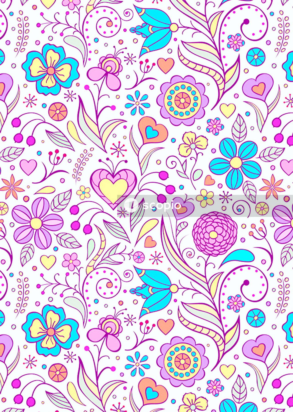 Green yellow and red floral textile