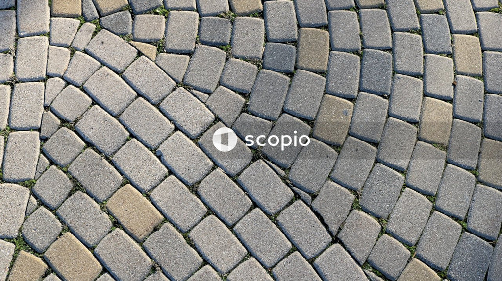 Grey concrete brick floor