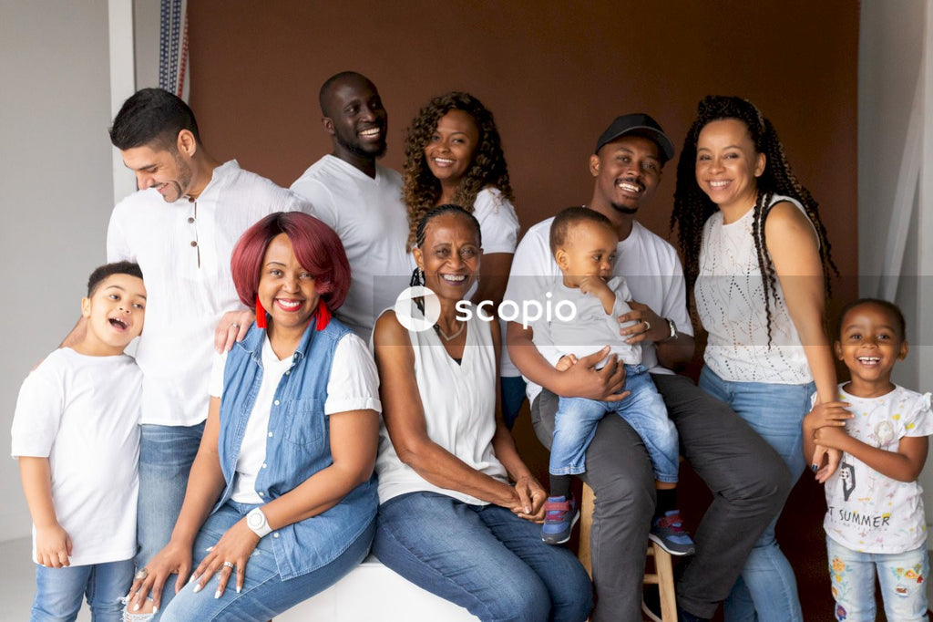 Grandmother surrounded by her children and grandchildren