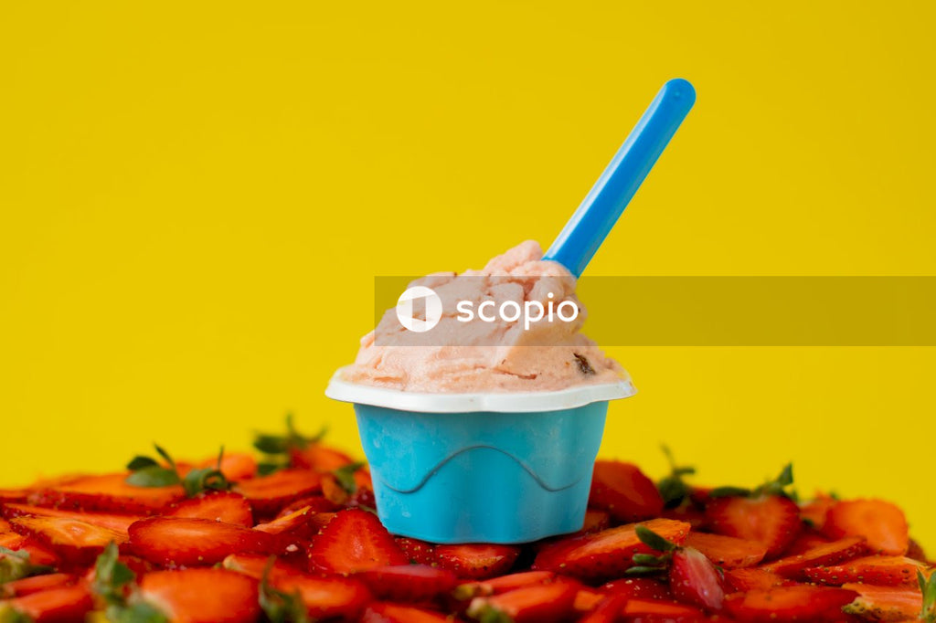 Ice cream in blue cup