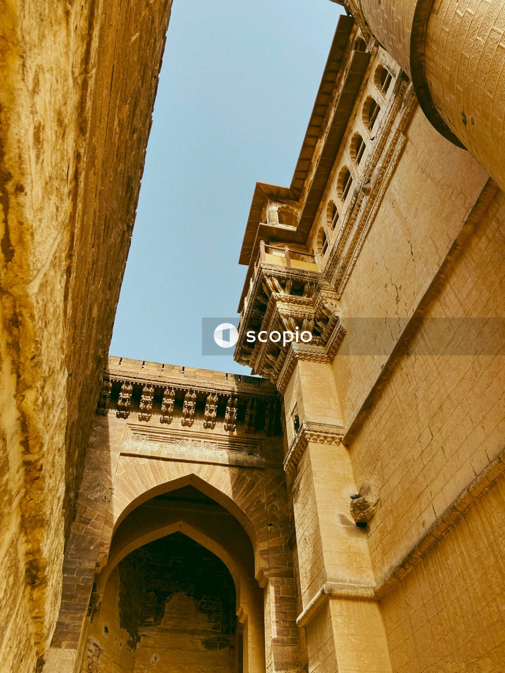 Low angle view of brown concrete building