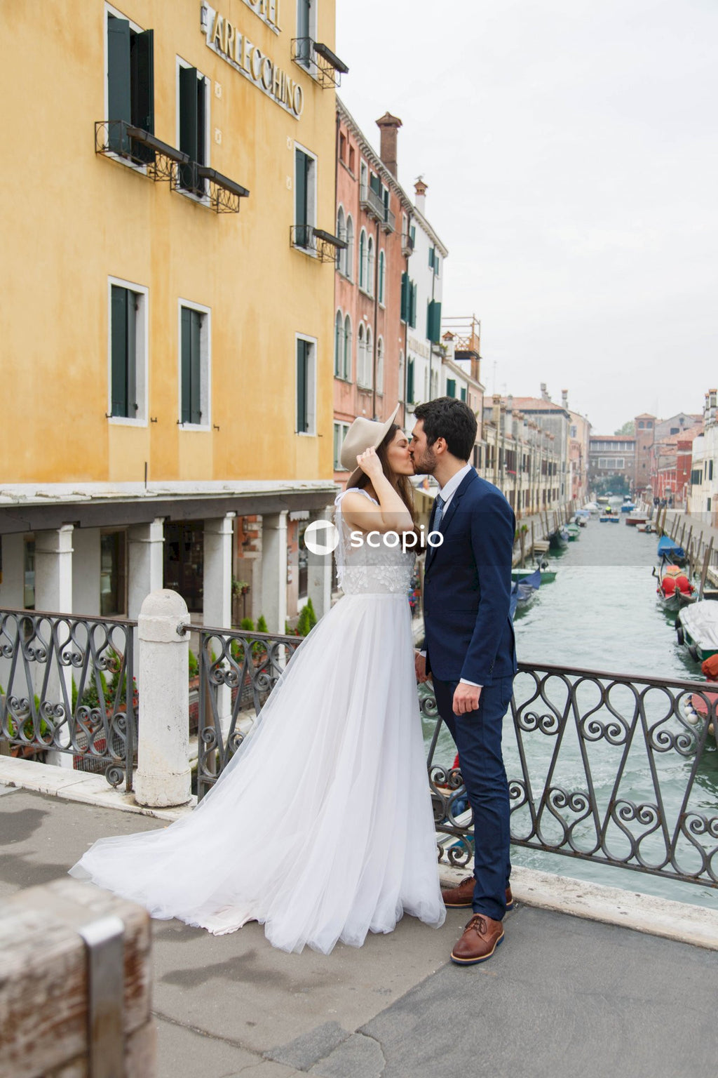Young couple posing together on the streets in the city
