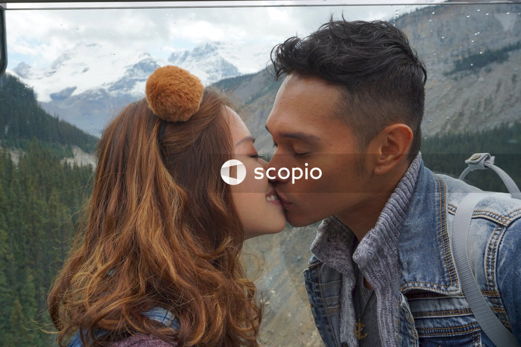 Man and woman kissing outdoor
