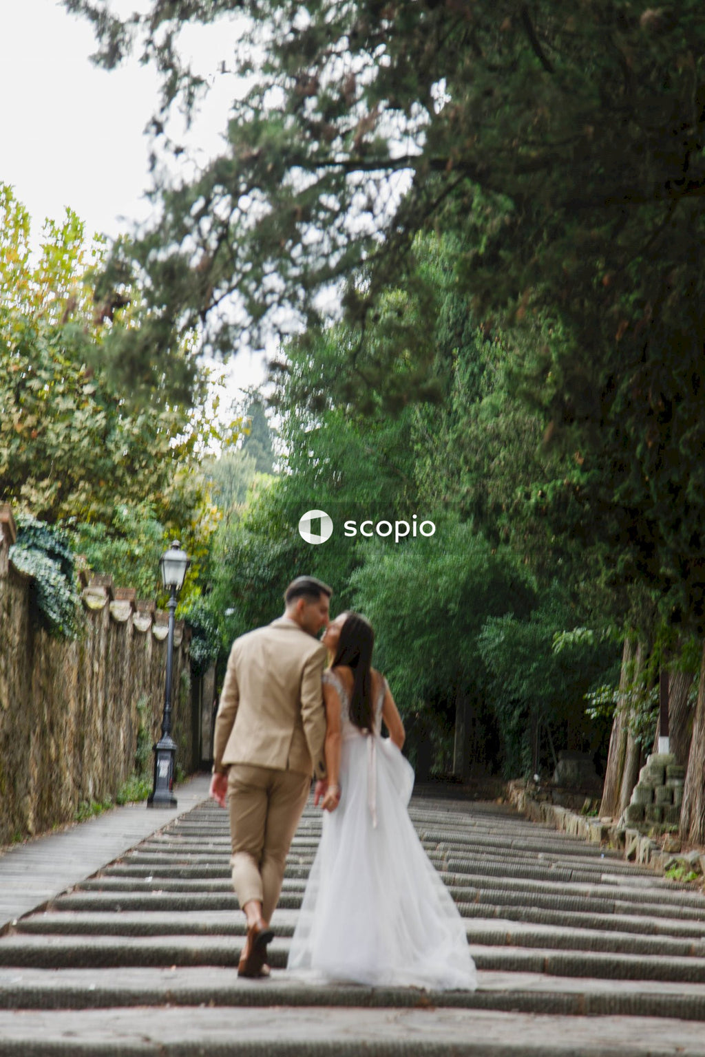 Young couple posing together on the streets in the city