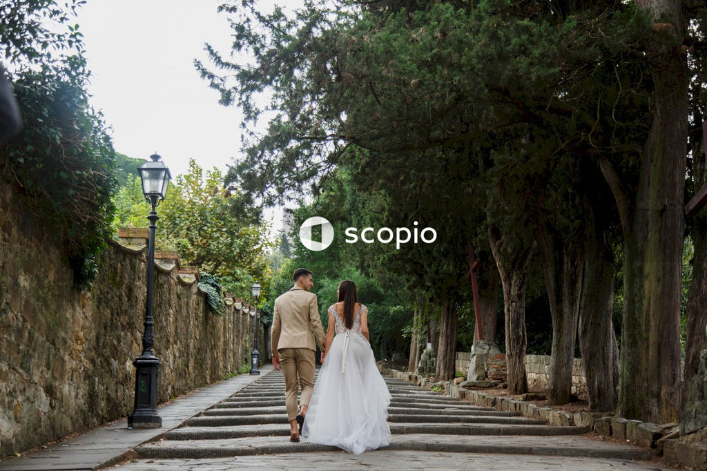 Young couple posing together on the streets in the city