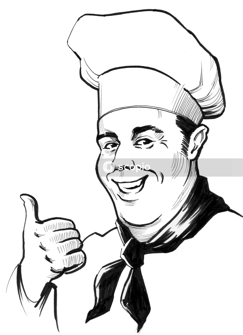 Man in black hat and black suit jacket sketch