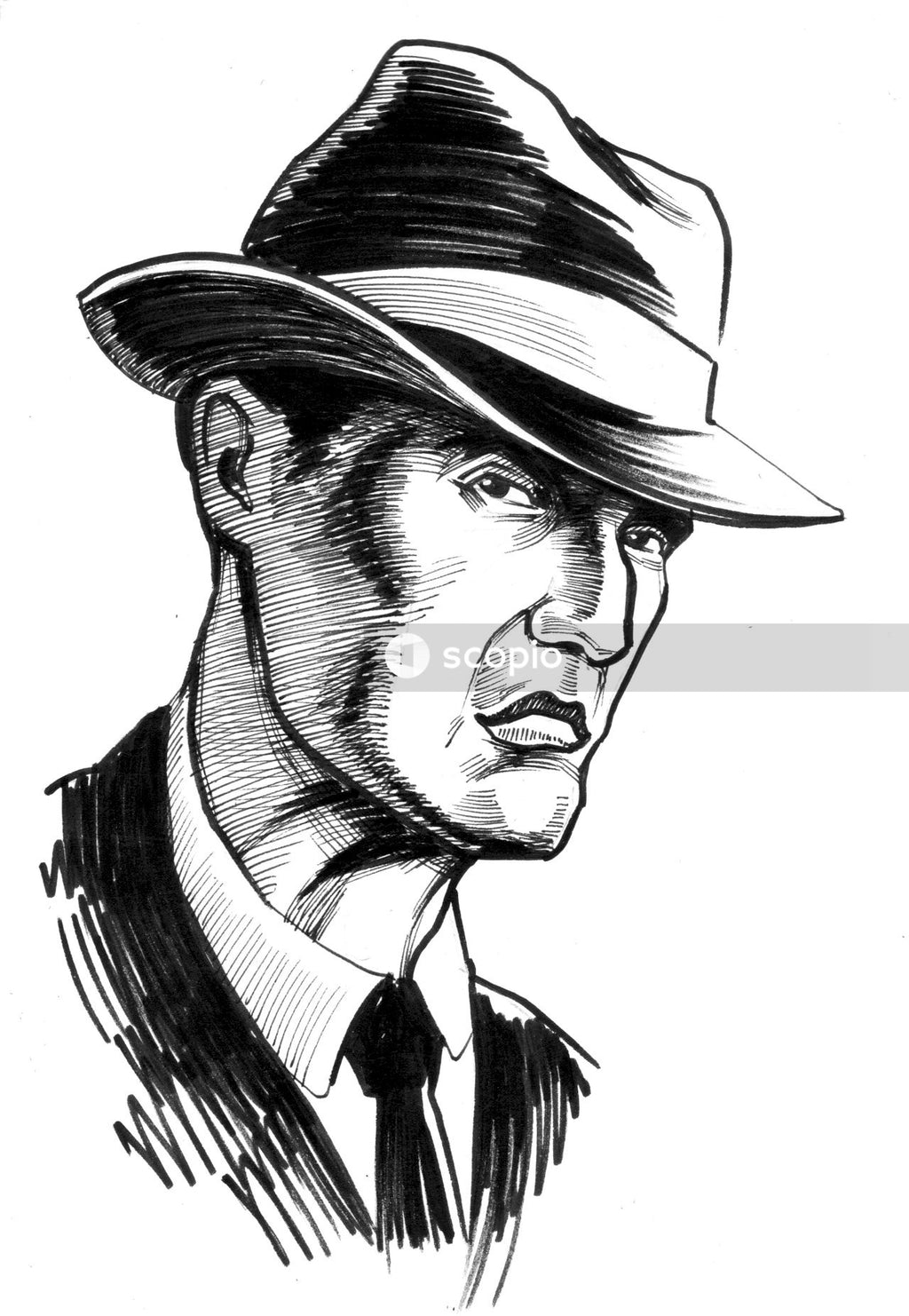Man in black hat sketch