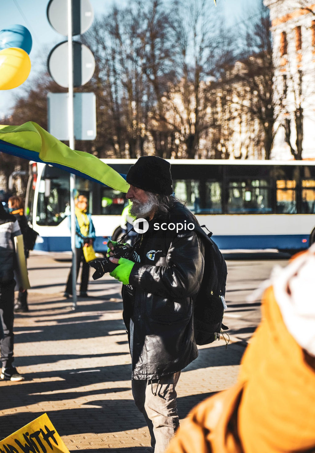 People protesting against Russian invasion of Ukraine in Latvia