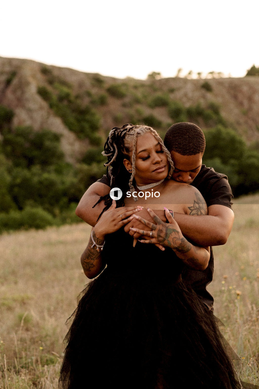 Man and woman hugging