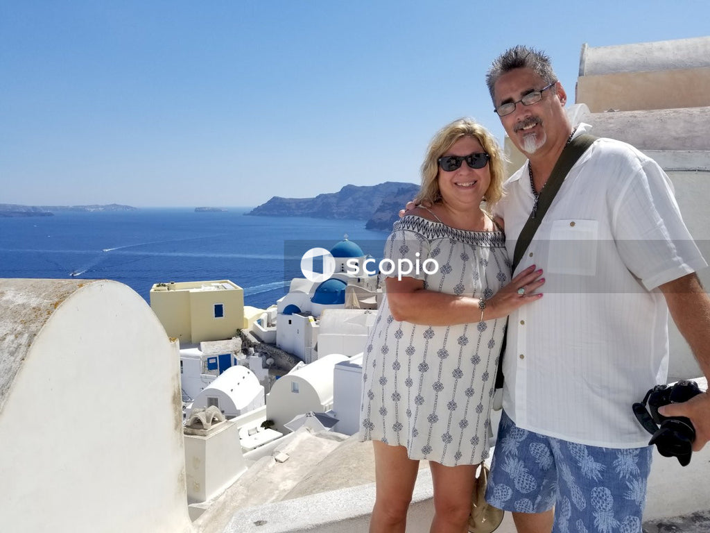Middle aged couple in Santorini