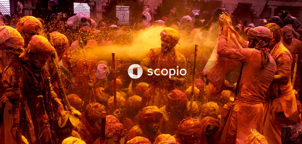 Men celebrating Holi in India
