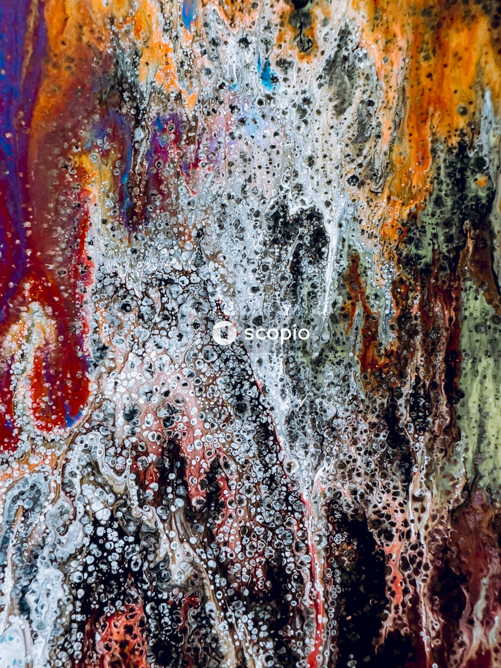 Orange white and black abstract painting