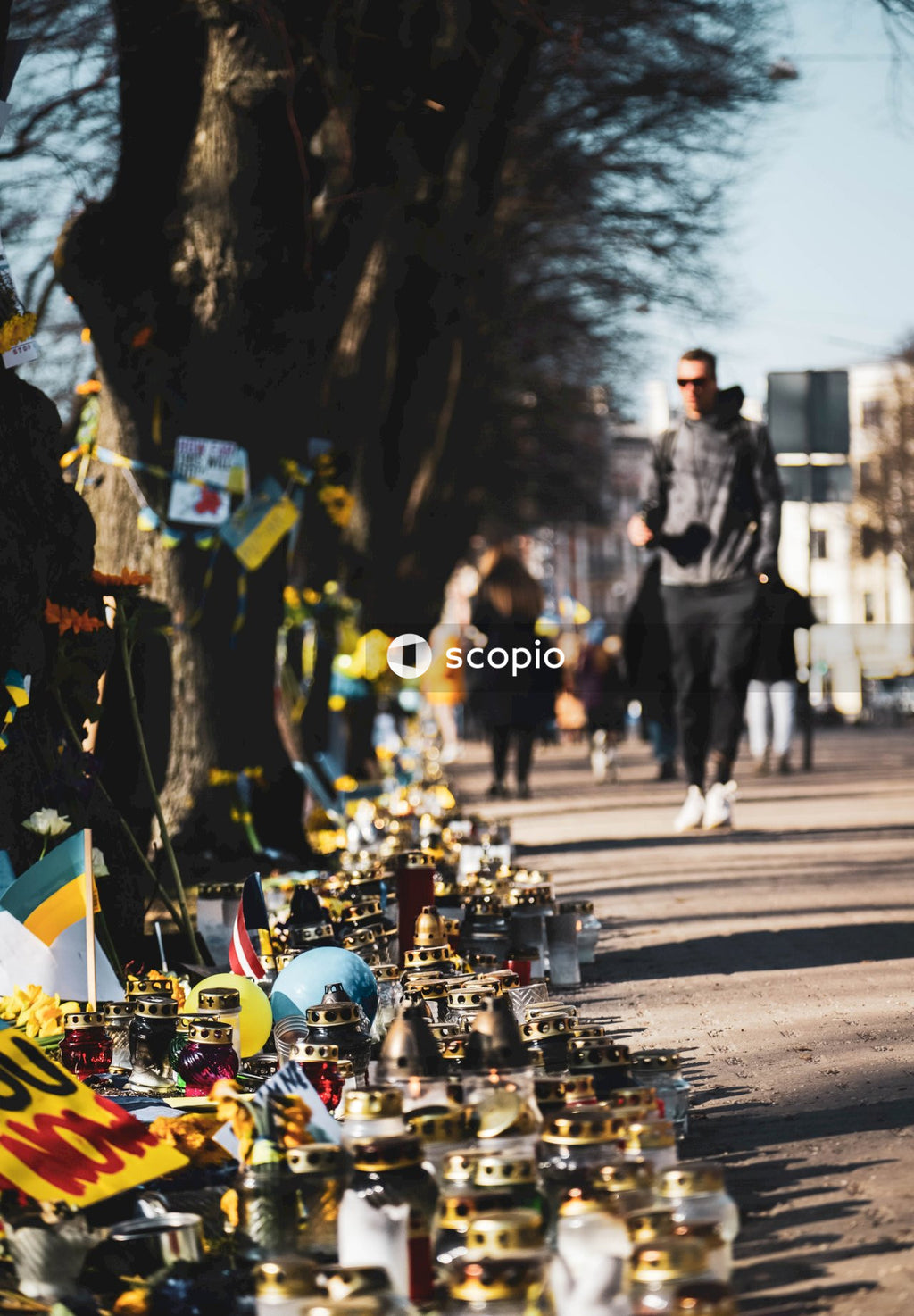 People protesting against Russian invasion of Ukraine in Latvia