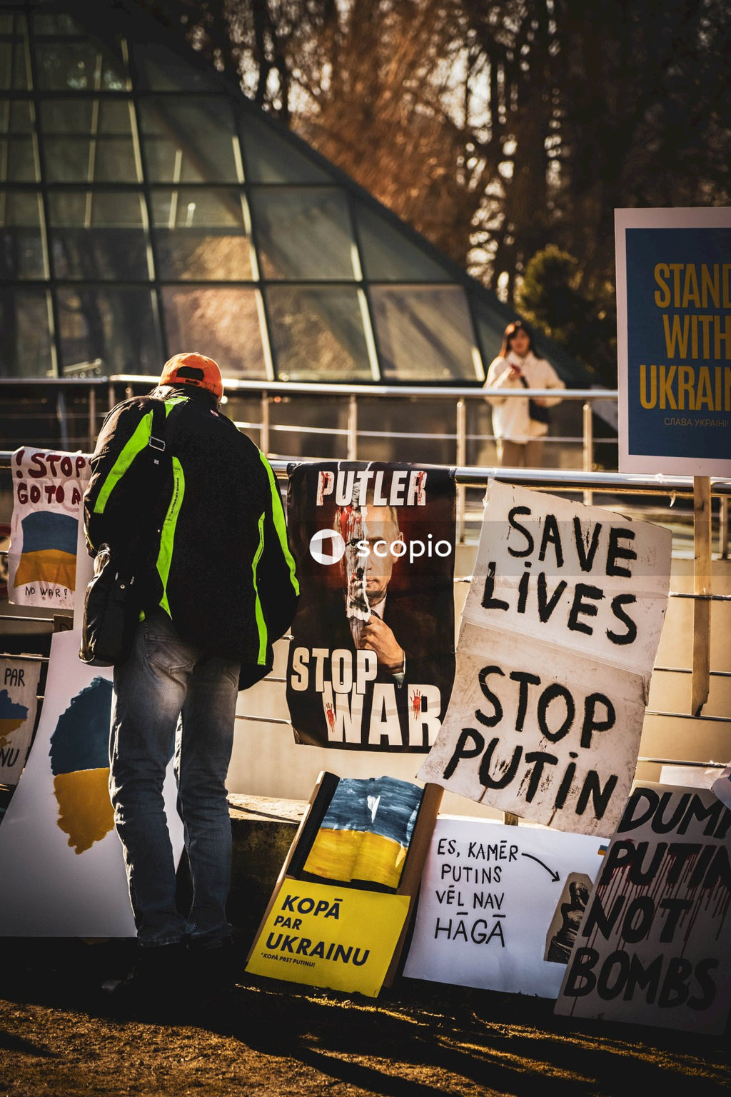 People protesting against Russian invasion of Ukraine in Latvia