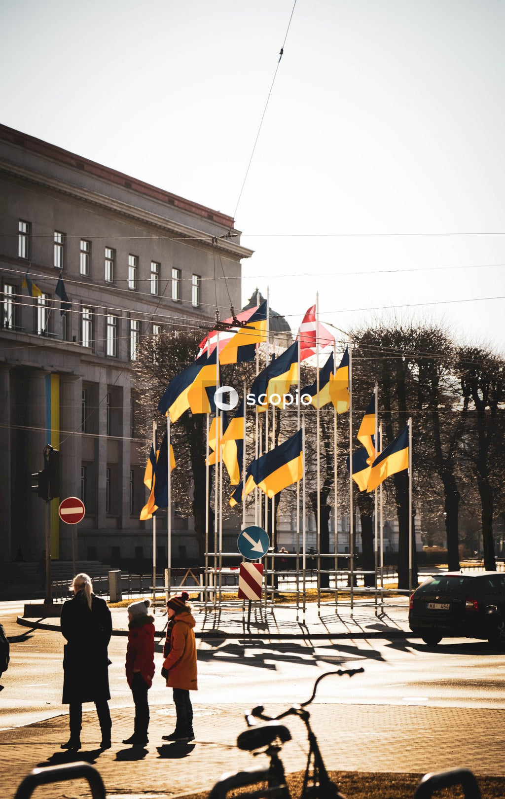 People protesting against Russian invasion of Ukraine in Latvia