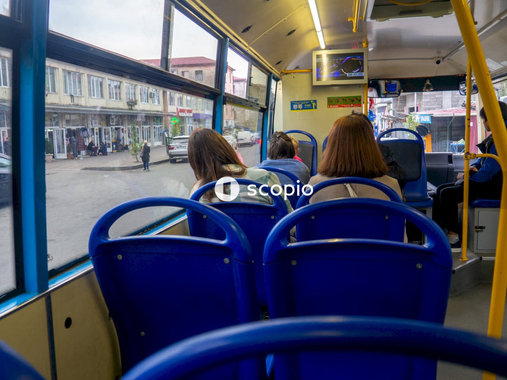 People sitting on blue chair