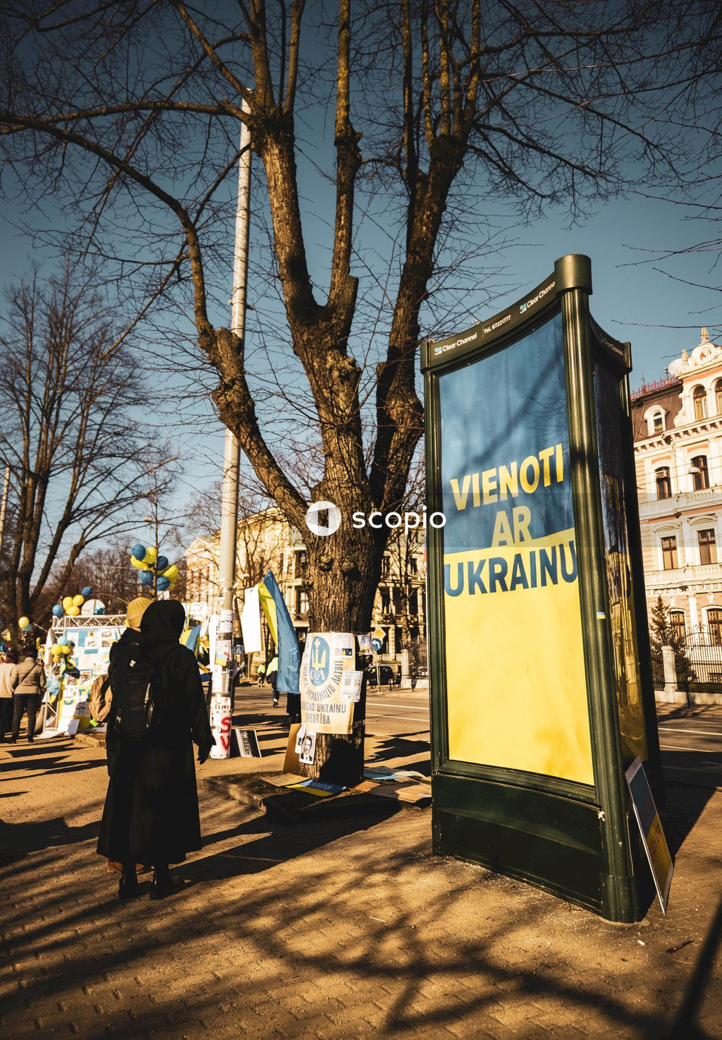 People protesting against Russian invasion of Ukraine in Latvia