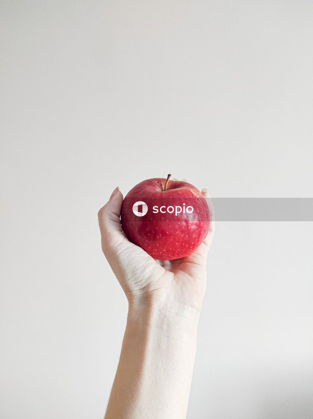 Person holding red apple fruit