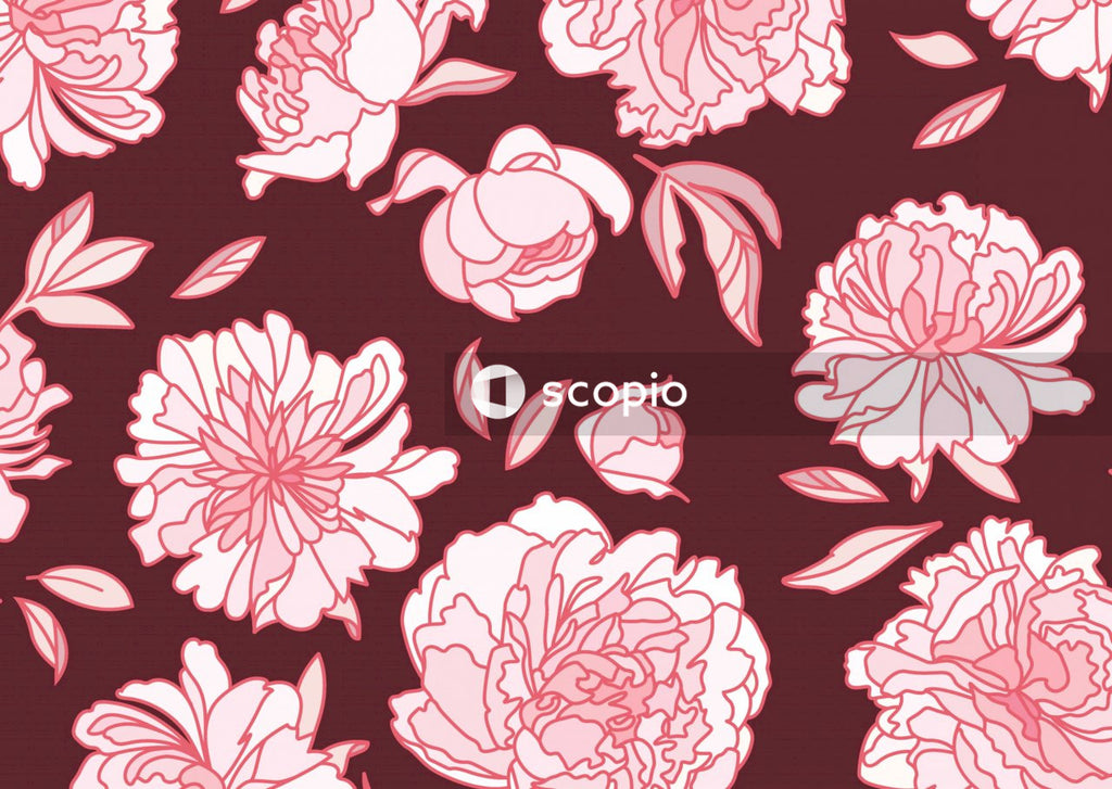 Pink and black floral textile