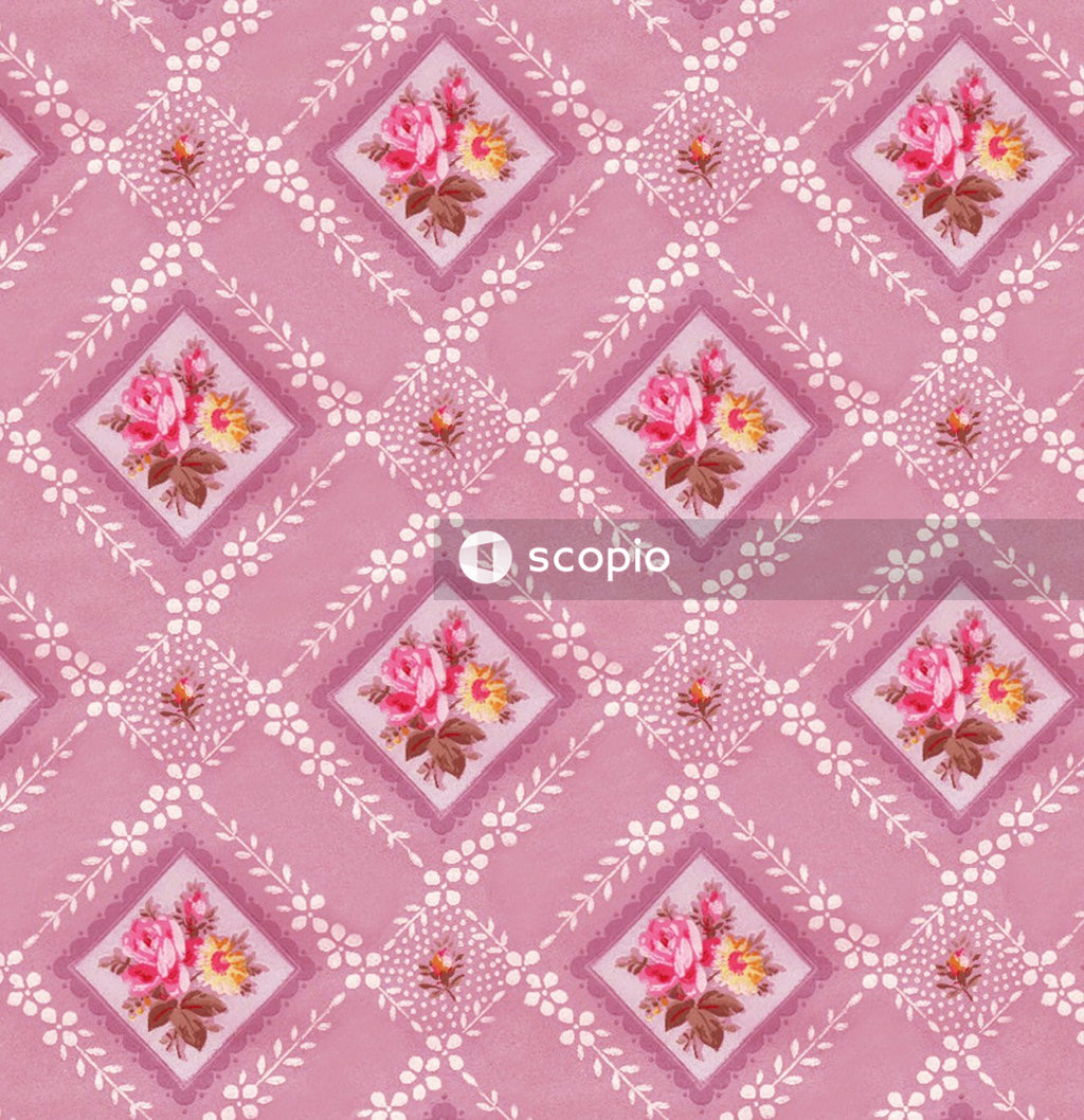 Pink and white floral textile